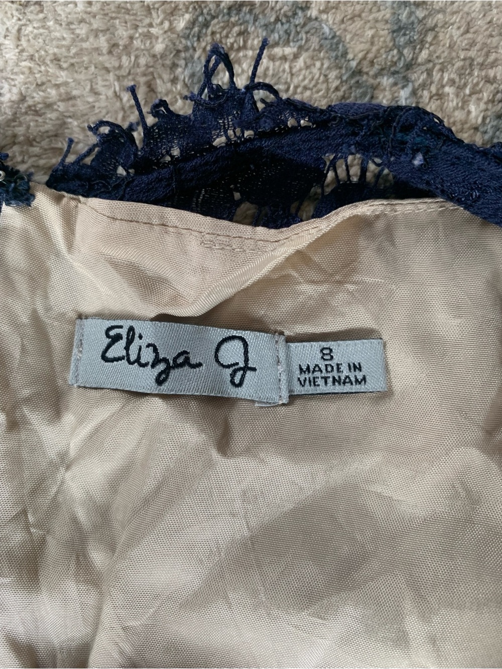 Eliza J Navy Lace Bodice Satin Skirt Women’s Dress - Picture 6 of 6